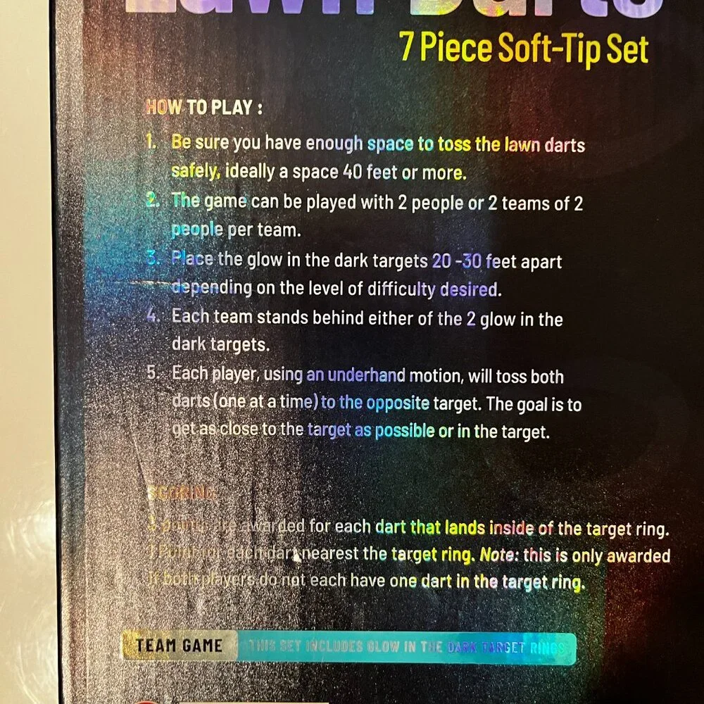 Glow in the Dark Lawn Darts (new)‎ / 7 piece set / new (k/x)